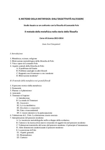 II metodo della metafisica: dall'oggettività all'essere. Studio basato su un confronto con la filosofia di Leonardo Polo