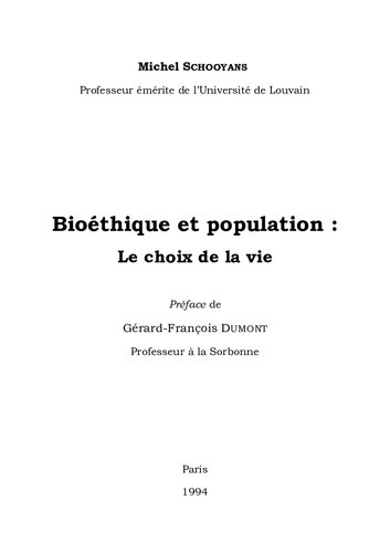 Bioéthique et population : le choix de la vie