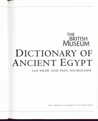 The British Museum Dictionary of Ancient Egypt