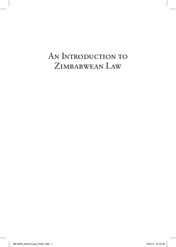 An Introduction to Zimbabwean Law