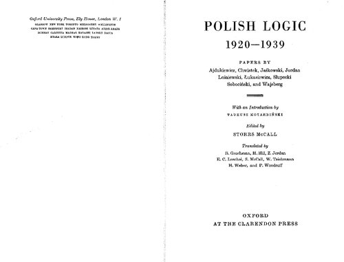 Polish Logic, 1920-1939