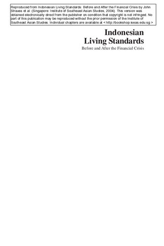 Indonesian living standards : before and after the financial crisis