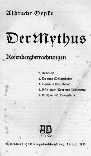 Der Mythus Rosenbergbetrachtungen