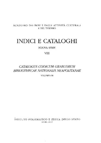 Catalogus codicum Graecorum Bibliothecae nationalis Neapolitanae, 3