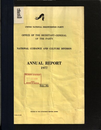 United National Independence Party. Annual Report 1977