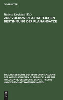 Zur volkswirtschaftlichen Bestimmung der Planansätze