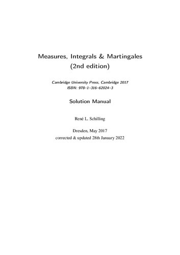 (solution manual) Measures, Integrals & Martingales