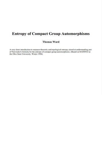 Entropy of compact group automorphisms