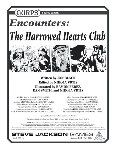 GURPS 4th edition. Encounters: The Harrowed Hearts Club