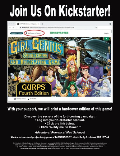 GURPS 4th edition. Girl Genius Sourcebook and Roleplaying Game