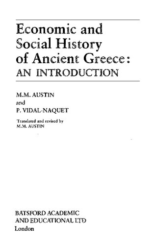 Economic and Social History of Ancient Greece: An Introduction