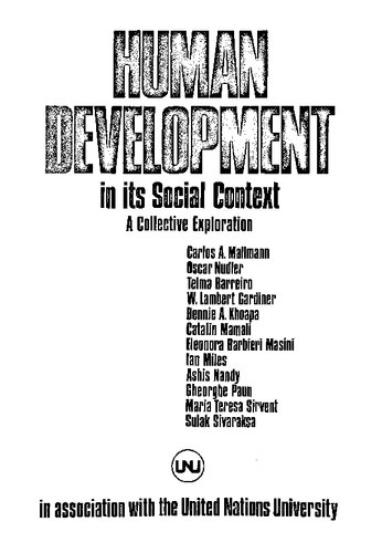 Human Development in its Social Context: A Collective Exploration