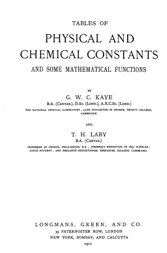 Tables of physical and chemical constants and some mathematical functions