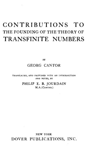 Contributions to the founding of the theory of transfinite numbers