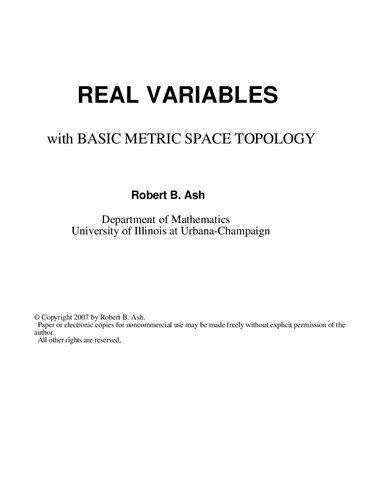 Real Variables with Basic Metric Space Topology