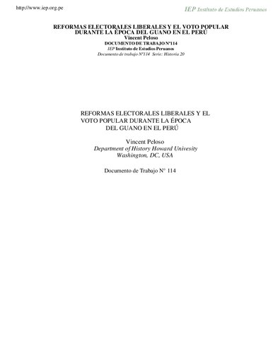 Reformas electorales liberales y el voto popular durante la época del Guano en el Perú