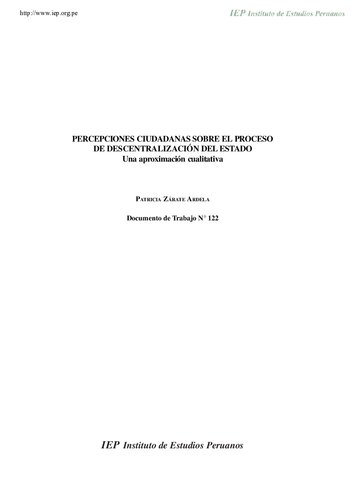 Percepciones ciudadanas sobre el proceso de descentralización del Estado: una aproximación cualitativa