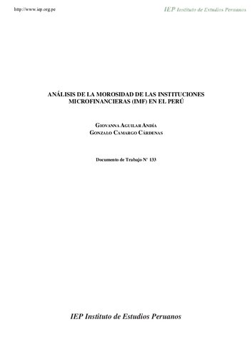 Análisis de la morosidad de las instituciones microfinancieras (IMF) en el Perú