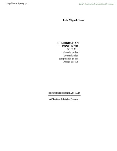 Demografía y conflicto social: Historia de las  comunidades campesinas en los  Andes del sur