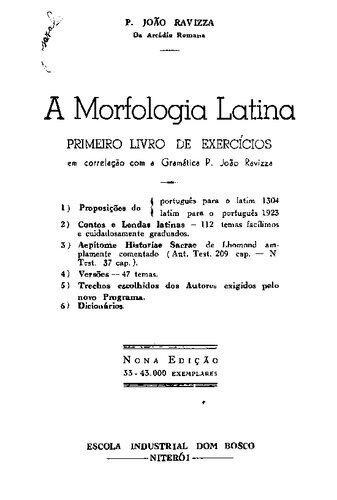 A morfologia latina - primeiro livro de exercícios