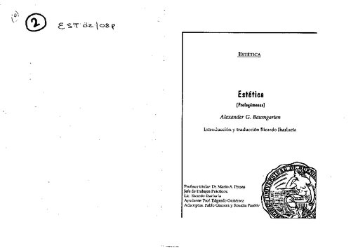 Estética (Prolegómenos)