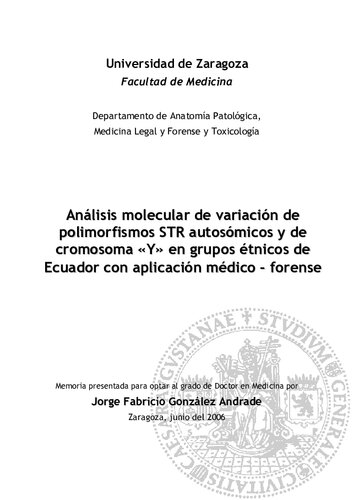 Análisis molecular de variación de polimorfismos STR autosómicos y de cromosomas 