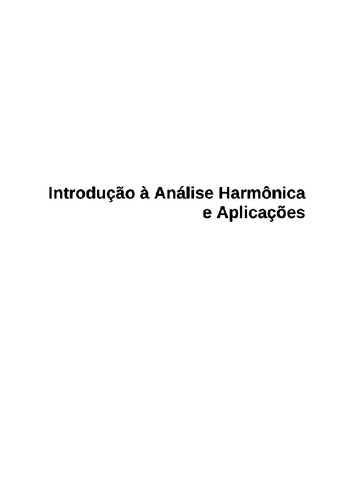 introdução à Análise Harmônica e Aplicações