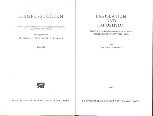 Legislation and exposition : critical analysis of differences between the philosophy of Kant and Hegel