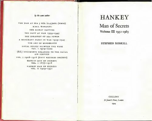 Hankey: Man of Secrets Vol.3: 1931-63