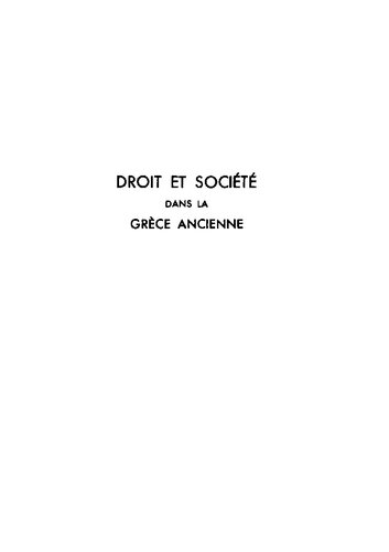 Droit et société dans la Grèce ancienne