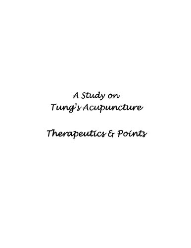 A Study on Tung's Acupuncture.