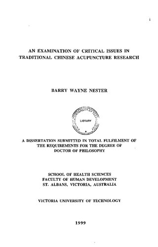 An examination of critical issues in traditional chinese acupuncture research