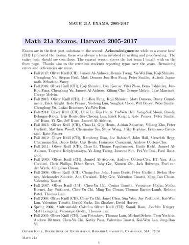 Multivariable Calculus Solutions, Harvard 2005-2017