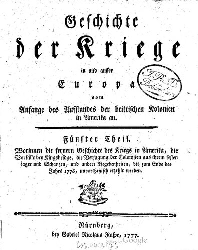 Geschichte der Kriege in und ausser Europa vom Anfange des Aufstandes der Britischen Kolonien in Nordamerika an