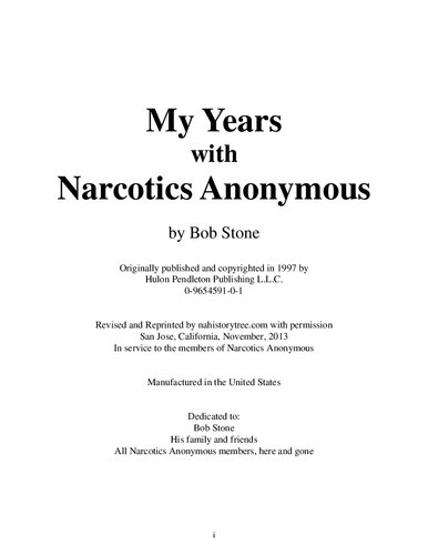 My Years with Narcotics Anonymous