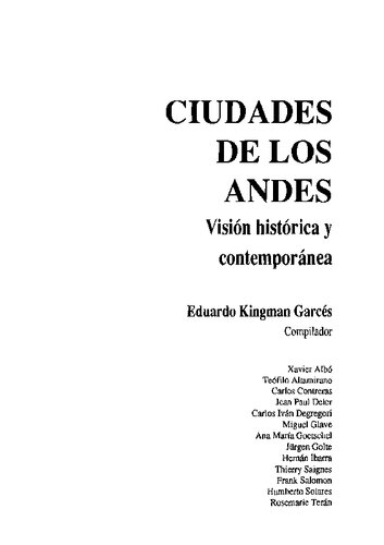 Ciudades de los Andes. Visión histórica y contemporánea