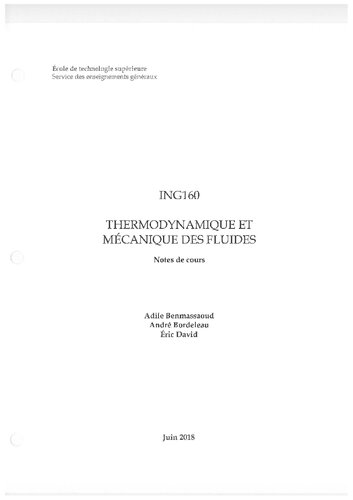 ING160 THERMODYNAMIQUE ET MÉCANIQUE DES FLUIDES