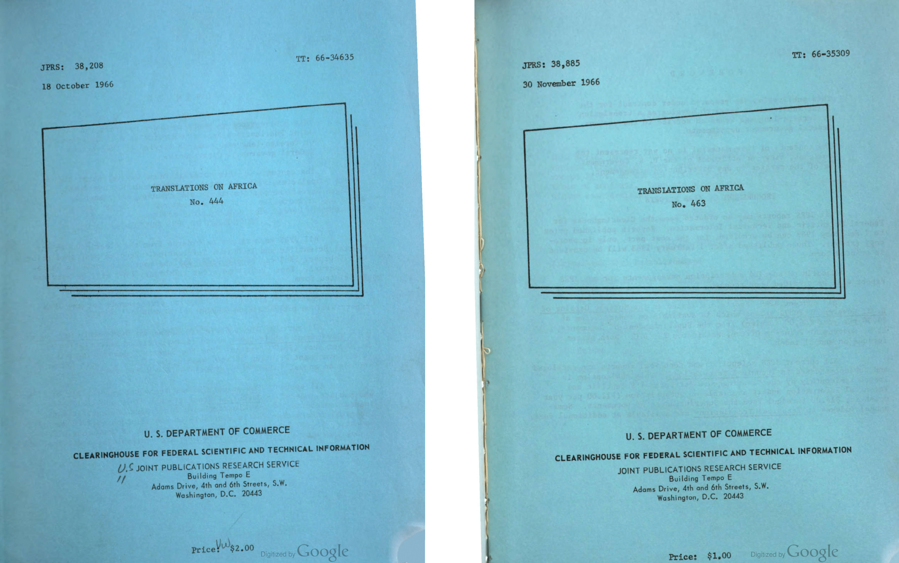 Translations on Africa Nos. 444, 445, 446, 447, 448, 449, 450, 451, 452, 453, 454, 455, 456, 457, 458, 459, 460, 461, 462, 463