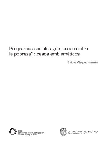 Programas sociales de lucha contra la pobreza?: casos emblemáticos