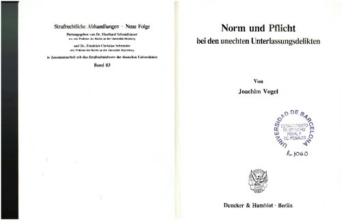 Norm und Pflicht bei den unechten Unterlassungsdelikten