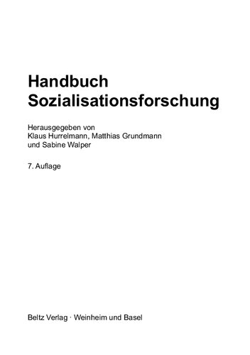 Handbuch Sozialisationsforschung