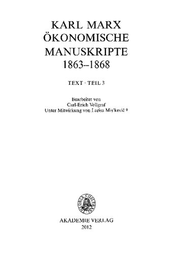 MEGA² II.04.3 - Karl Marx - Manuskripte 1863-1868 - Teil 3