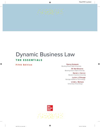 Dynamic Business Law: THE ESSENTIALS, 5th Edition