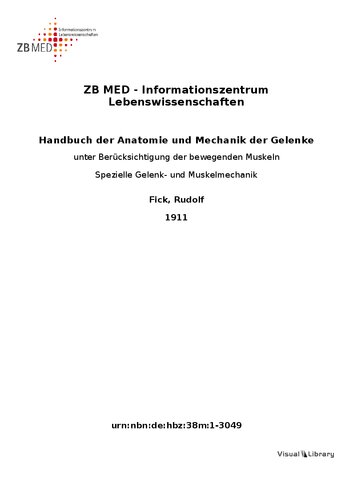 Handbuch der Anatomie und Mechanik der Gelenke unter Berücksichtigung der bewegenden Muskeln