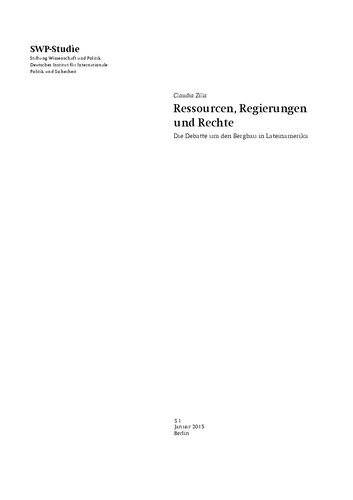 Ressourcen, Regierungen und Rechte : Die Debatte um den Bergbau in Lateinamerika