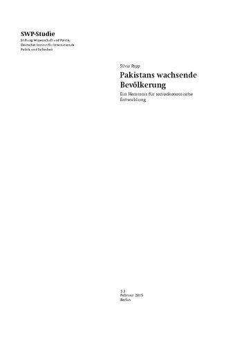 Pakistans wachsende Bevölkerung : Ein Hemmnis für sozioökonomische Entwicklung