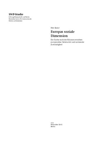 Europas soziale Dimension : Die Suche nach der Balance zwischen europäischer Solidarität und nationaler Zuständigkeit