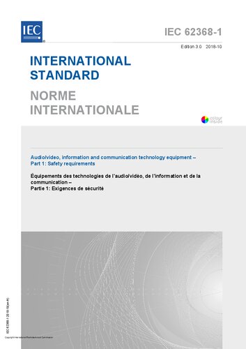 IEC 62368-1: Audio/video, information and communication technology equipment - Part 1: Safety requirements (IEC 62368-1:2018)