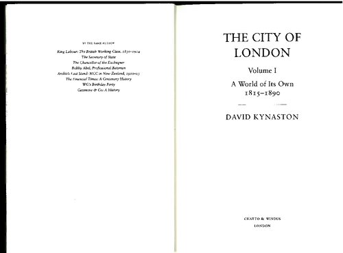 The City of London Vol.1: A World of Its Own 1850-1890