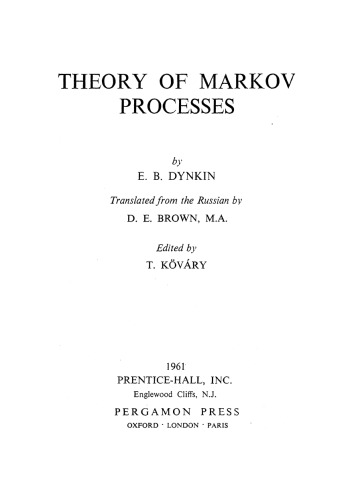 Theory Of Markov Processes